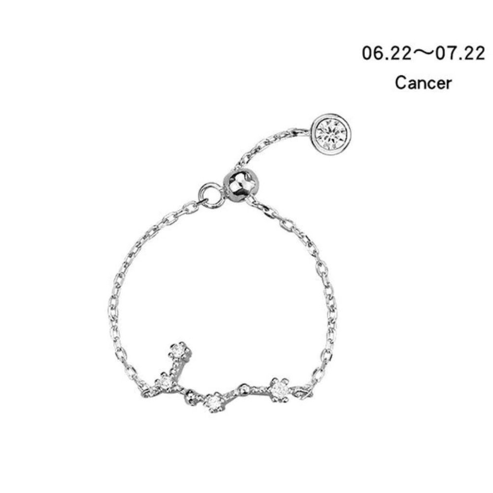 *Sterling Silver Zodiac Resizable Ring-Cancer A